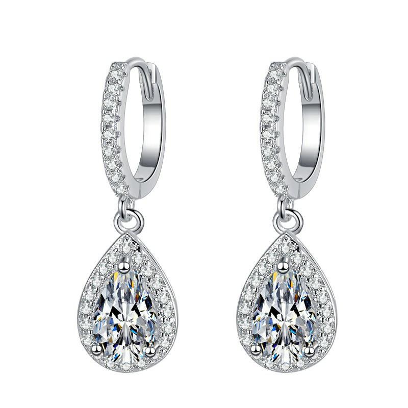925 Silver Drop Earrings for Women AAA Cubic Zirconia Crystal Earrings Engagement Wedding Eternity Jewelry Gifts