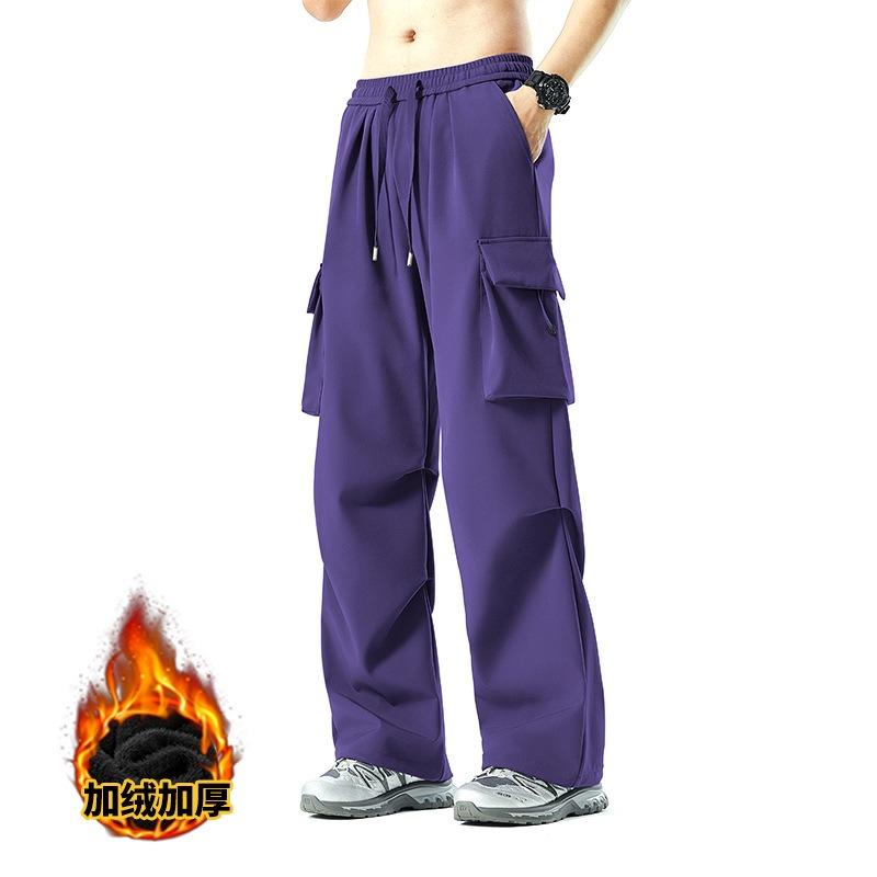 Outdoor autumn and winter new men's charging pants men's and women's hiking sports waterproof and windproof tooling casual wide-leg pants