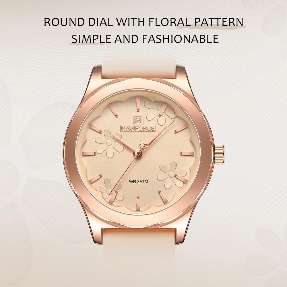 NAVIFORCE Women Watch Fashion Casual Watches Waterproof Elegant Girls Original Quartz Rubber Watch NF5051