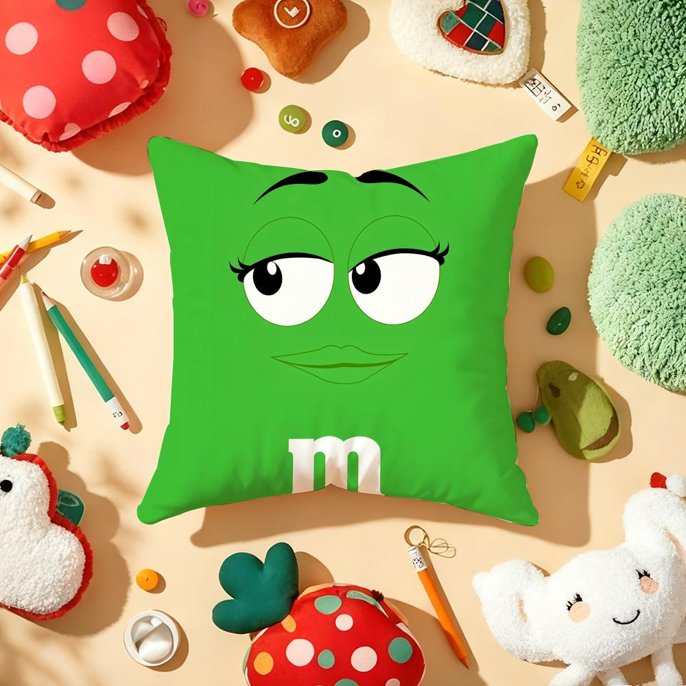 Cute Funny Art M-M&M'S Cushion Cover Plush Fabric Soft Double-Sided Printed Sofa Warm Winter Home Child Gift Pillow Case