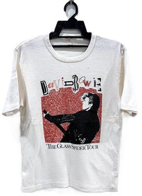 Camiseta Blanca Unisex de Algodón para Concierto de Gira de Rock DAVID BOWIE 1987 de los Años 80 Réplica PA7630