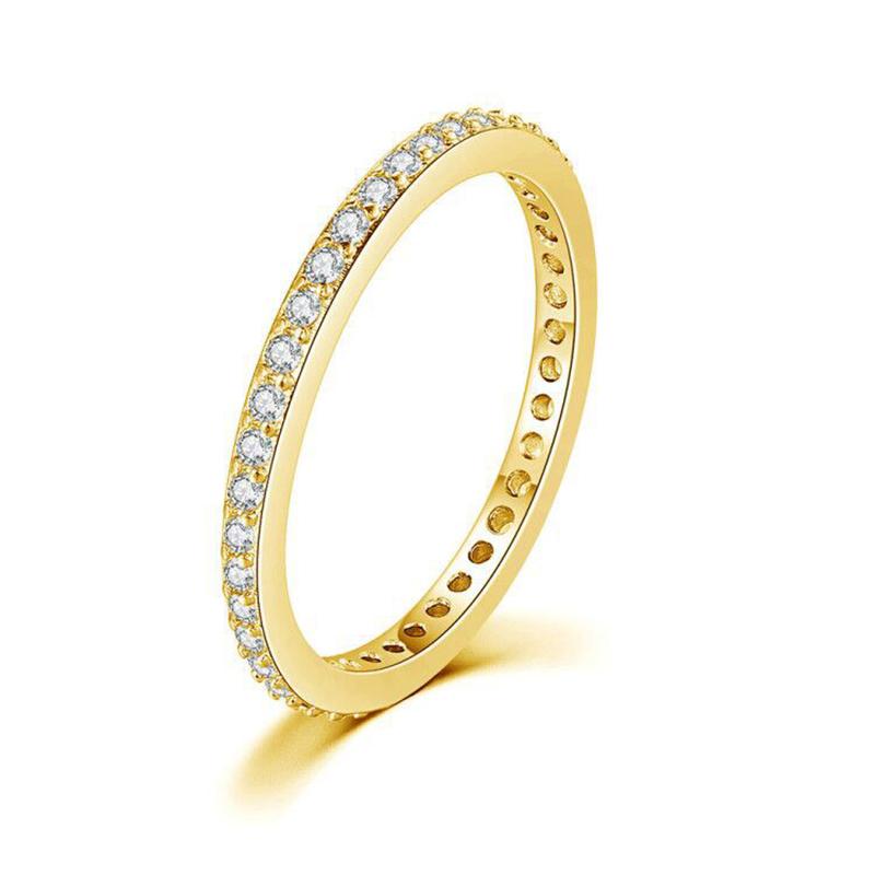 ZHOUYANG Small Cute Dainty Rings For Women Full Round Zircon Female Ring Finger Accessories Gold Color Jewelry Korean Gifts R638
