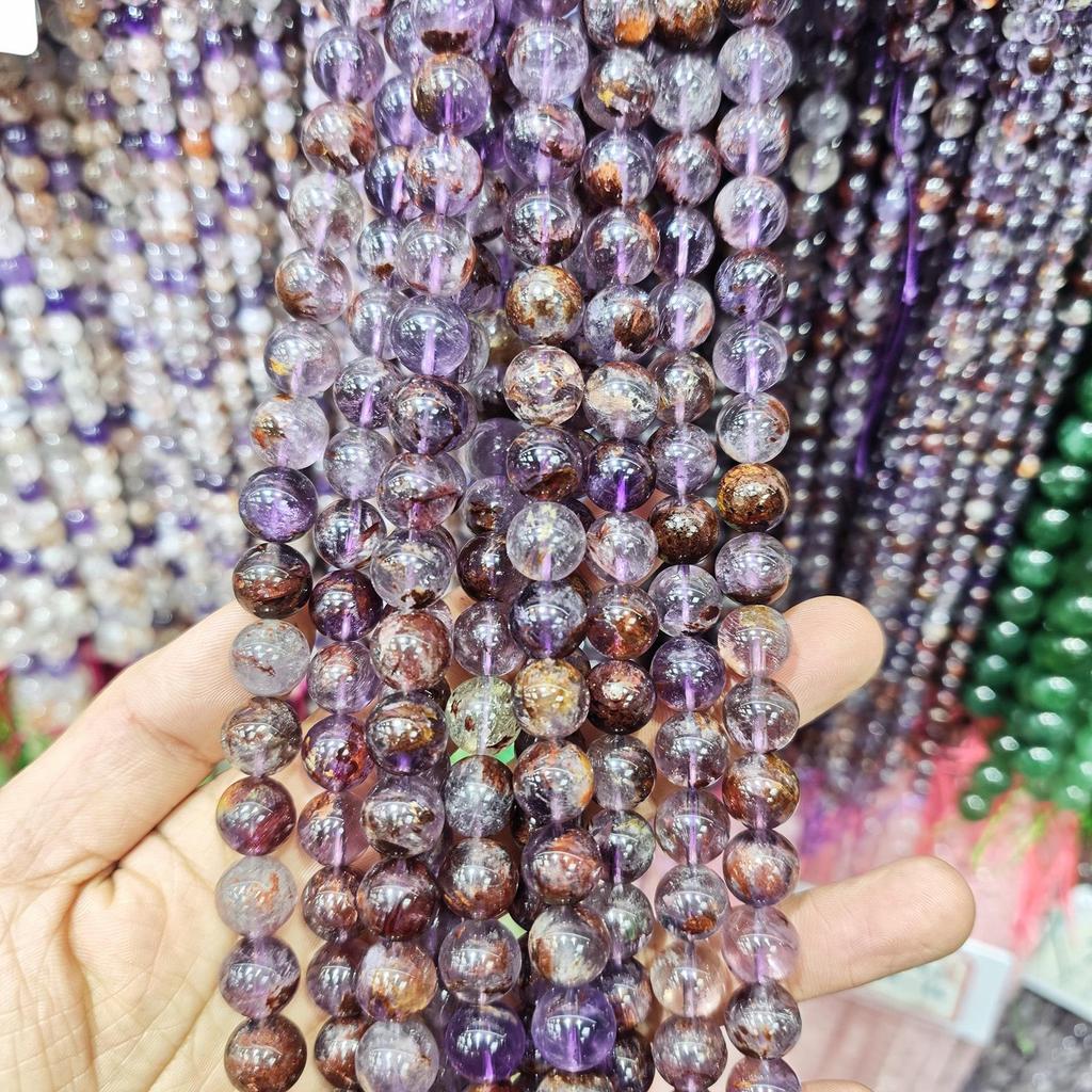 Purple Series Amethyst & Super Seven Crystal Beads: Round, Natural Stone, DIY Jewelry Accessories