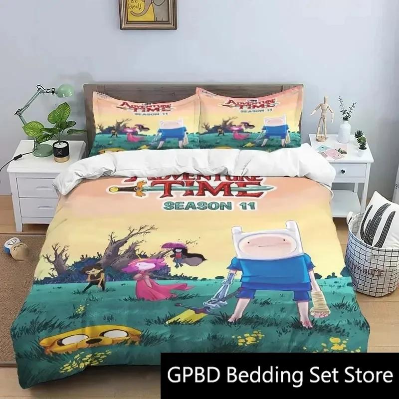 3D Print Cartoon Adventure Time Bedding Set Double Twin King Duvet Cover Comforter Pillowcase Boys Girls Adults Bedroom