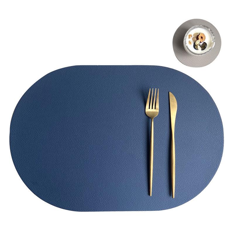 Nordic Elliptical Double-sided Tableware Pad Placemat PU Leather DiningTable Mat Heat Insulation Placemats Disc Coaster Placemat