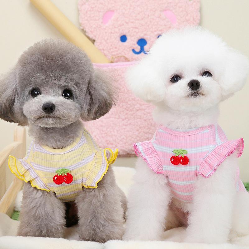 Pet cat small dog puppy dog clothes princess flying sleeve vest spring and summer thin