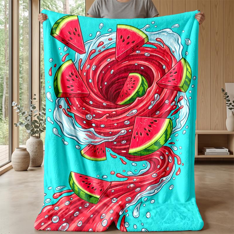 Watermelon Splash Art 1 Theme Blanket Lightweight Warm Flannel Blanket Decorative Throw Blanket for Home Decoration