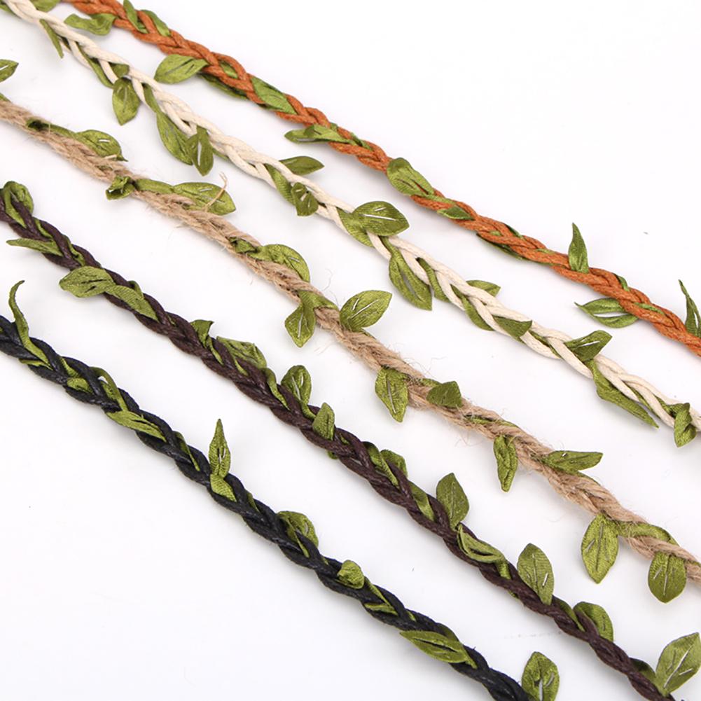 10m Cloth Hemp Rope Artificial Green Leaves Rattan DIY Craft Decorative Ribbon Christmas Ornament