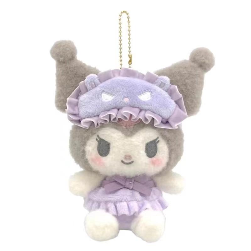 Cute Japanese Style Sanrio Friends Plush Keychain Sleep Mask Featuring Kuromi Others