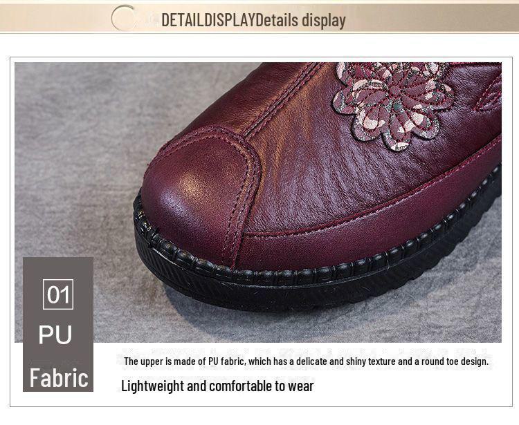 Women's Plus Velvet Winter Boots - Warm, Soft, Non-Slip Old Beijing-Style Shoes for Middle-Aged & Elderly