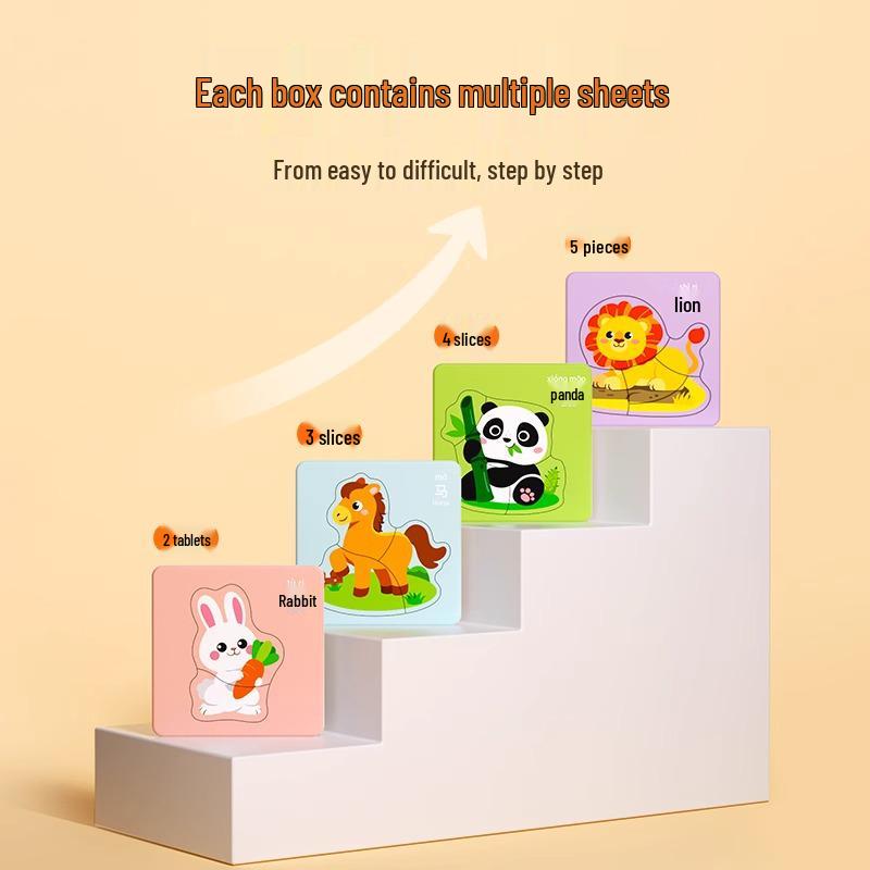 Anfänger Tierpuzzle für Kleinkinder 0-6 | Lernspielzeug für Jungen & Mädchen