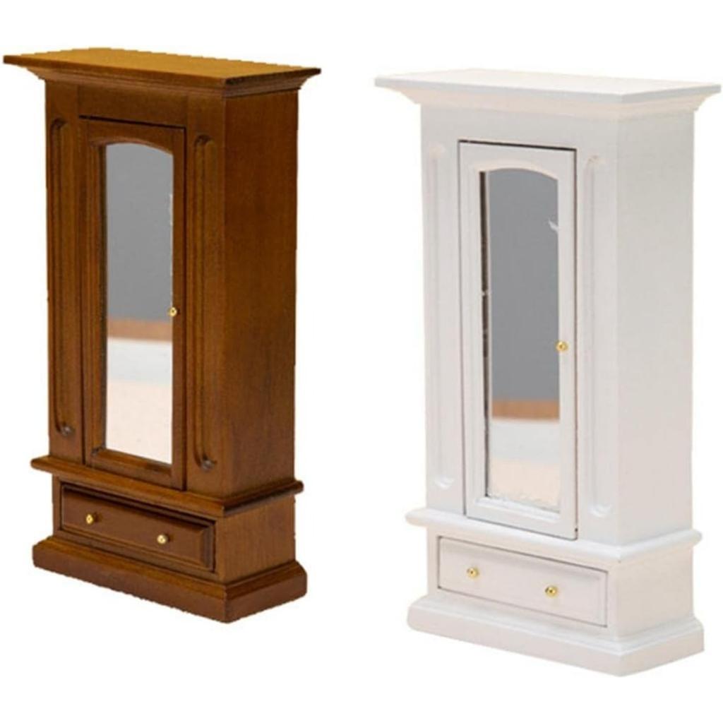 1/12 Skala Szafa do przechowywania w domku dla lalek Miniatura Drewniana rama Model Rozmiar 9,5x4,3x16,8 cm Akcesoria do domku dla lalek Delikatny brąz