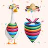 23Inch Mexico Decorative Geese Outfit With Natural Straw Sombrero and Bandana Set For Patios Garden Geese Statue Decors