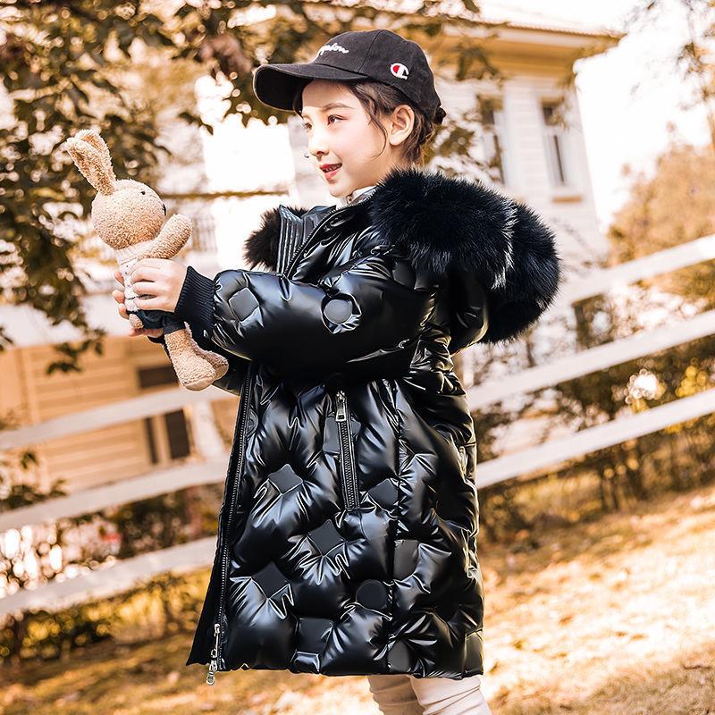 

Теплая и ветрозащитная пуховая куртка для девочек, бархатная утепленная детская одежда средней длины для девочек 160