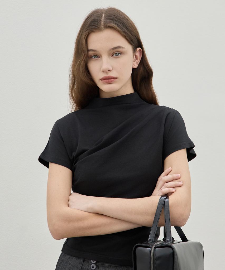 ELLIOTI Mock Neck Draped Ts_2Color