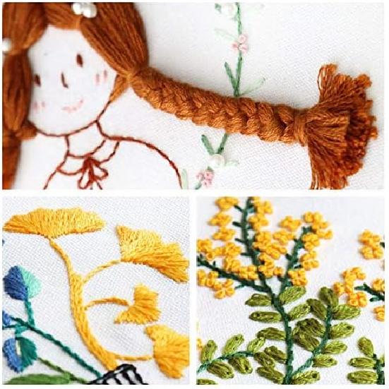 1 Set Full Range of Embroidery Starter Kit with Pattern, Stamped Embroidery Kit - DIY Beginner Starter Kit for Art Craft Handy Sewing for Beginner