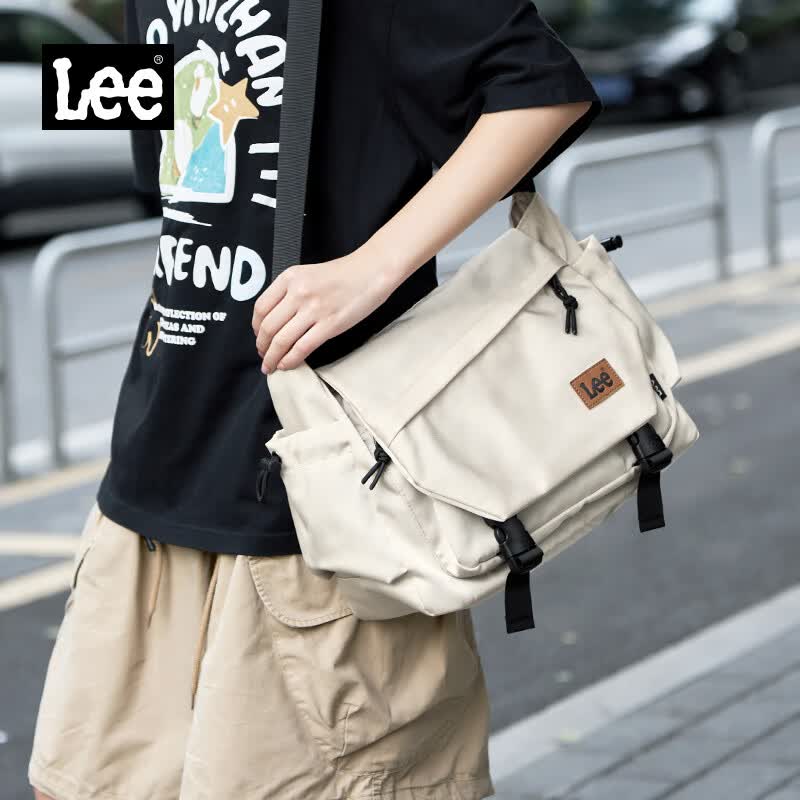 Lee Crossbody Bag, Large Capacity, Shoulder Bag, Commute Bag, Lightweight, Khaki