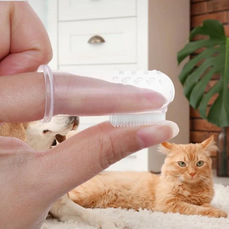 20-1PCS Silicone Pet Finger Toothbrush Cat Dog Silica Gel Tooth Brush Bad Breath Tartar Teeth Care Tools Pets Care Accessories