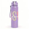 1PC MSW Simple Pastel Letter 750ml Color Plastic Sports Water Bottle Leakproof Flip Straw Lid Suitable for Sports Office Home Use