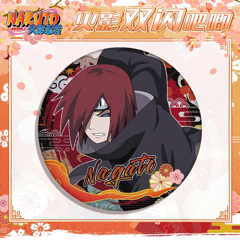 Naruto Double Flash Badge 233-243 Anime Merchandise Collectibles Cosplay Accessory New Design 75mm 58mm Pet Bar Full Characters