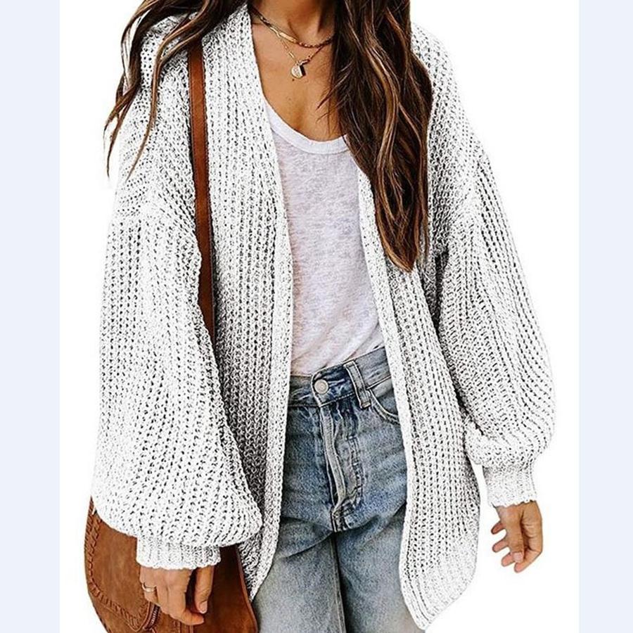 Fall/Winter Women's Long Sleeve Lantern Sleeve Knit Cardigan Sweater