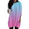 Women's Casual 3/4 Sleeve Shirts Fashion Print Tunic Tops With Pockets