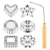 7 Pieces Rosettes Timbale Set, Rosette Iron Set With Handle, Flower Bunuelos Cookie Mold, Funnel Cake Maker Kit