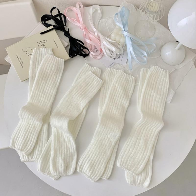 Japanese Style Leg Warmers Gothic Knit Long Socks Leggings Gaiters Autumn Winter Cuffs Ankle Heaps Socks