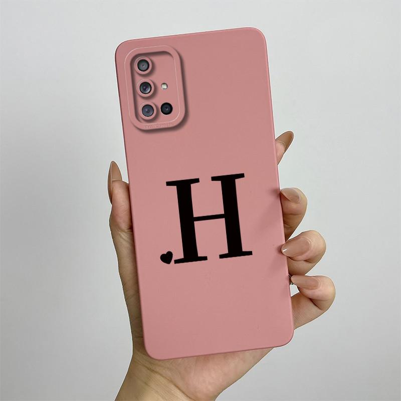 For Samsung Galaxy A51 A71 Case A515F A715F Initial Letters Liquid Silicone Phone Case For Samsung A51 A 31 71 Soft Cover Bumper