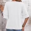 Ladies Summer Two Layer Short Sleeve  V Neck Solid Color Pullover T Shirt Top