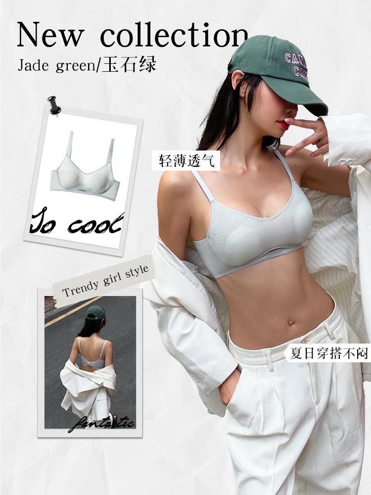 Underwear thin women's large breasts show small hollow underwear upper support comfortable collection of breasts anti-sagging gathering sexy bra cover