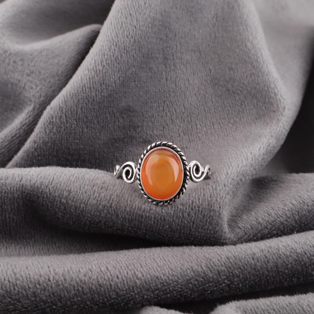 Carnelian Gemstone Jewelry, 925 Solid Sterling Silver Ring, Handmade Dazzling Silver Ring Jewelry For Thanksgiving Gift