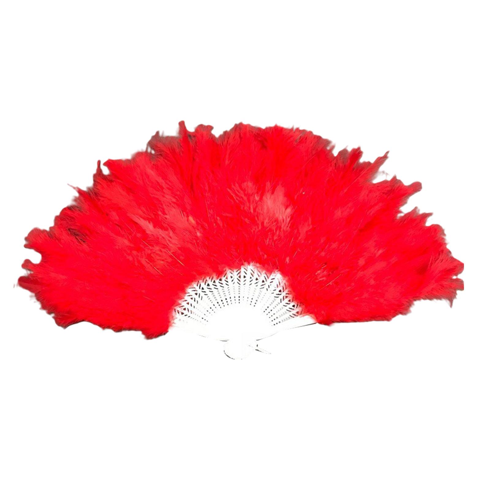 Ventaglio Pieghevole di Piume Ventaglio da Fata Portatile Decorazione per Festa in Costume, Festa da Ballo, Costume per Bambini Adulti, Cosplay, Matrimonio A rosso