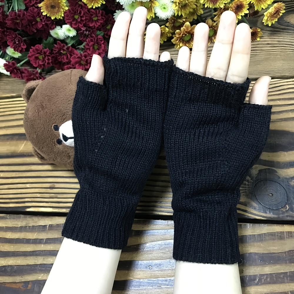 Mushroom Gloves, Winter Warm Half-Finger Fingerless Women's Cold-Proof Mittens Long Warm Women's Knitted Mushroom Gloves