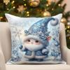 New Christmas Pillow Cover Winter Blue Christmas Elf Print Home Sofa Cushion Pillow Cover