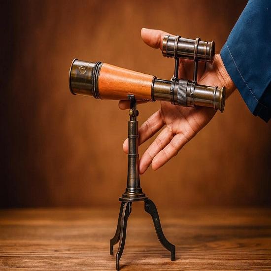 Engraved Brass Telescope with Stand Pirate Spyglass set of 2