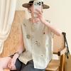 DIMANAF 2026 Summer New Plus Size Women Blouse Shirt Cotton Linen Loose Embroidery Floral Casual Lady Tops Tees Tank Sleeveless