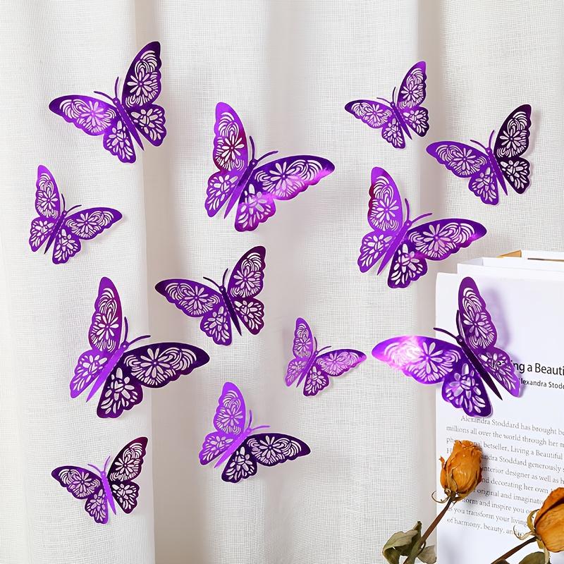 

12pcs of 3D butterfly stickers - easy to peel, removable stickers for birthdays, wedding decorations, cake decorations. фіолетовий
