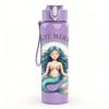 1PC Mermaid Namaste Graphic,750ml Color Plastic Sports Water Bottle,Leakproof Flip Straw Lid,Suitable for Sports Office Home Use