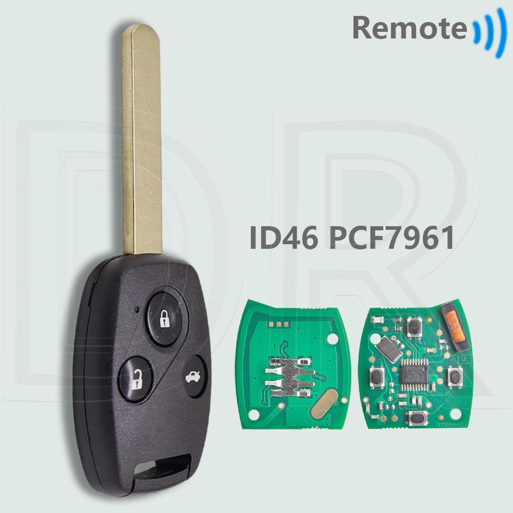 DR S0084-A 313.8MHz S0087-A 433.9MHz ID46 PCF7961 Car Remote Key For Honda Accord Pilot CR-V HR-V Fit City Odyssey Jazz