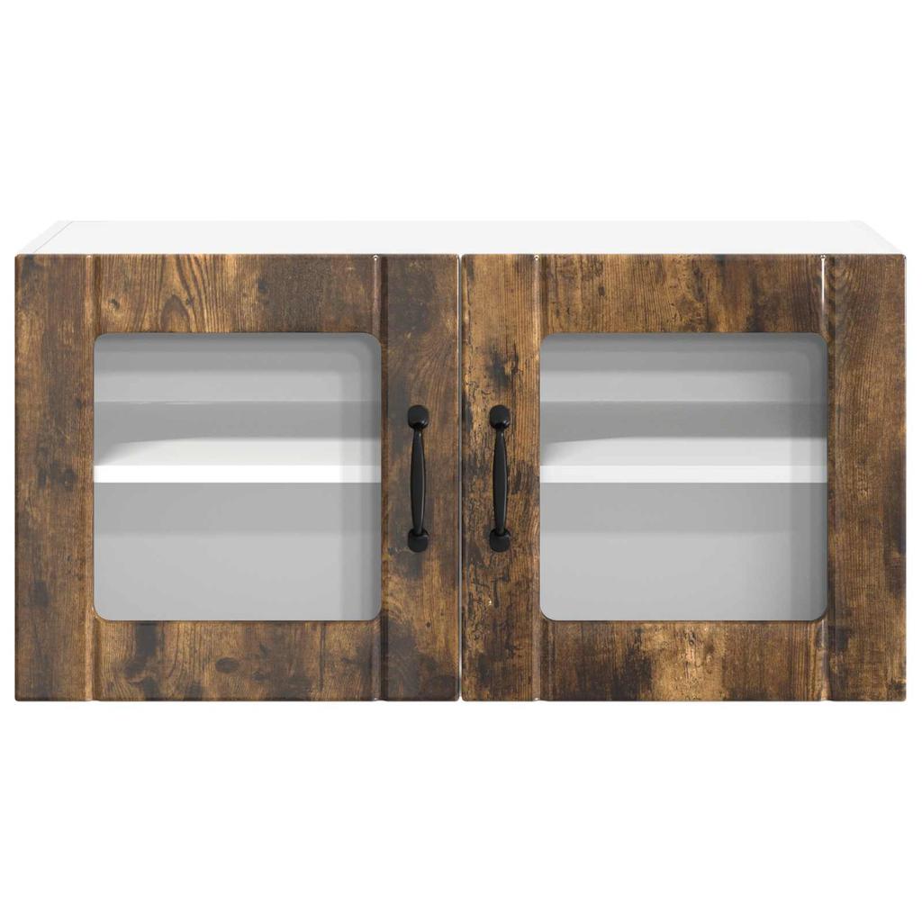 Wall Mounted Glass Cabinet LUCCA Smoked Oak 80 X 31 X 40 Cm