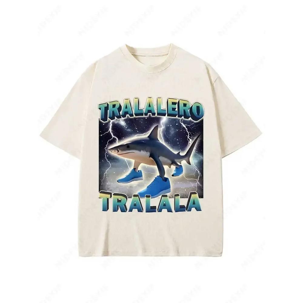 Tralalero Tralala Funny Shark Meme T-shirt Gifts Women's Fashion Gothic Vintage T-shirts Casual T Shirt Short Sleeved