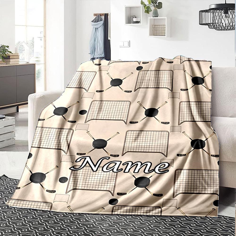 Hockey Quotes And Designs For Sports Enthusiasts Cozy Customize Your Name Soft Warm Cozy Versatile For Sofa Couch Office Bed Picnics For All Occasions