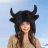 Solid Color Ox Horn Hat Thickened Lei Feng Cap Fashion Winter Pullover Cap  Outdoor