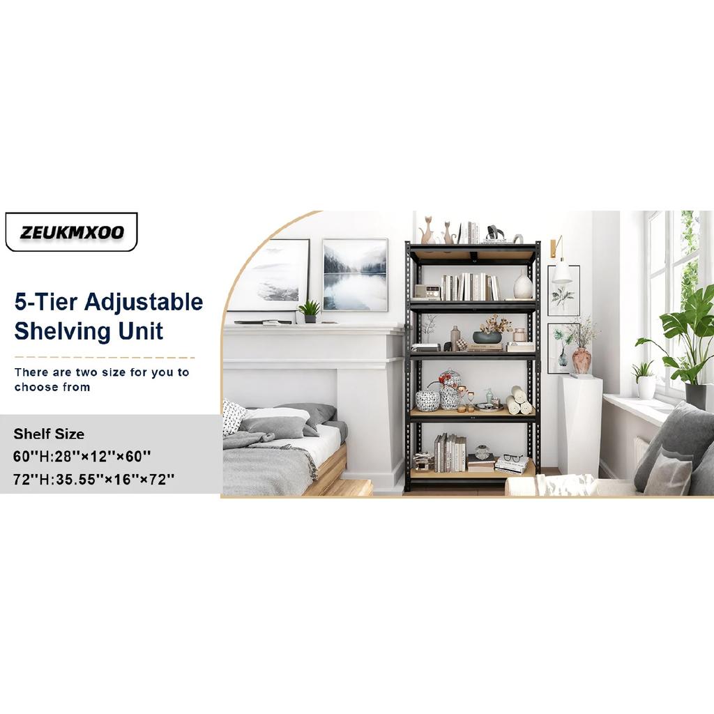 Heavy Duty Shelf, 28''×12''×60'' Metal Shelving Rack, 2400 lbs Basement Storage Shelves, Standing Shelves, Garage Racks