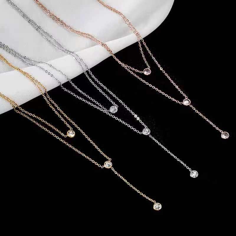 Mori-Style Minimalist Double-Layer Necklace: Trendy Influencer Collarbone Chain, Super Fairy Niche Design Choker for Women