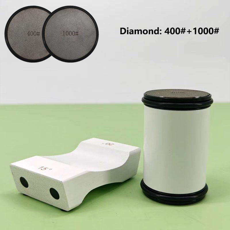 15/20° Two Angles Rolling Blade Sharpener Set Non-slip Base Diamond Grinding Disc Jade Fine Sharpening Kitchen Sharpening System