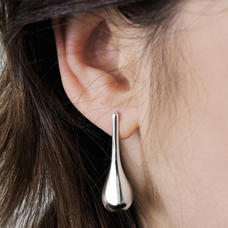 

TOU NP030 Long Water Drops Earrings Silver