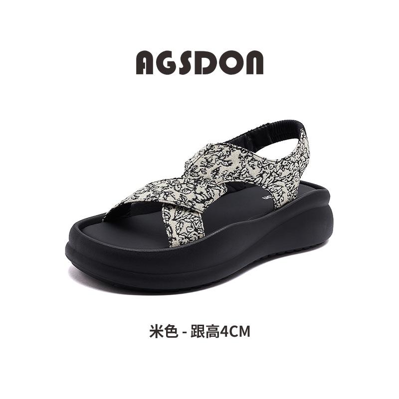 Augustine platform sandals women's summer wear 2025 new comfortable sports black casual Roman beach shoes