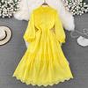 Retro Crochet Dress Elegance Elegant Big Hem Embroider